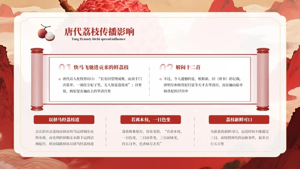 红色系长安的荔枝教学课件读书分享通用PPT模板