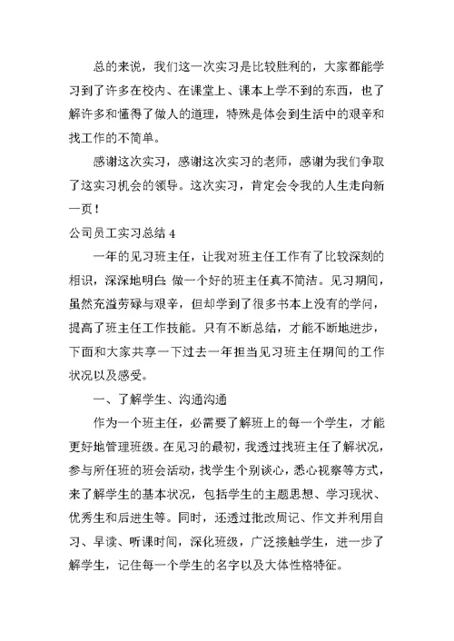 公司员工实习总结