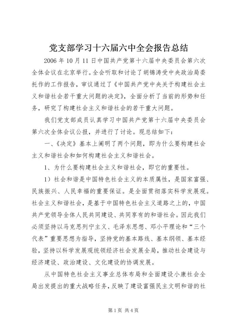 党支部学习十六届六中全会报告总结.docx