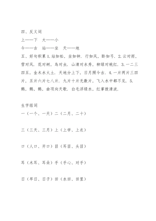 部编版一年级上《语文园地一》知识点.docx