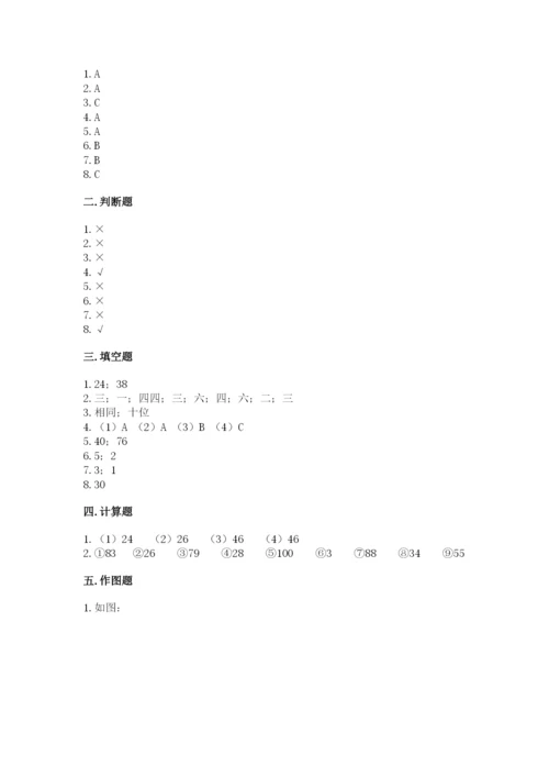 小学数学二年级上册期中测试卷及参考答案【达标题】.docx