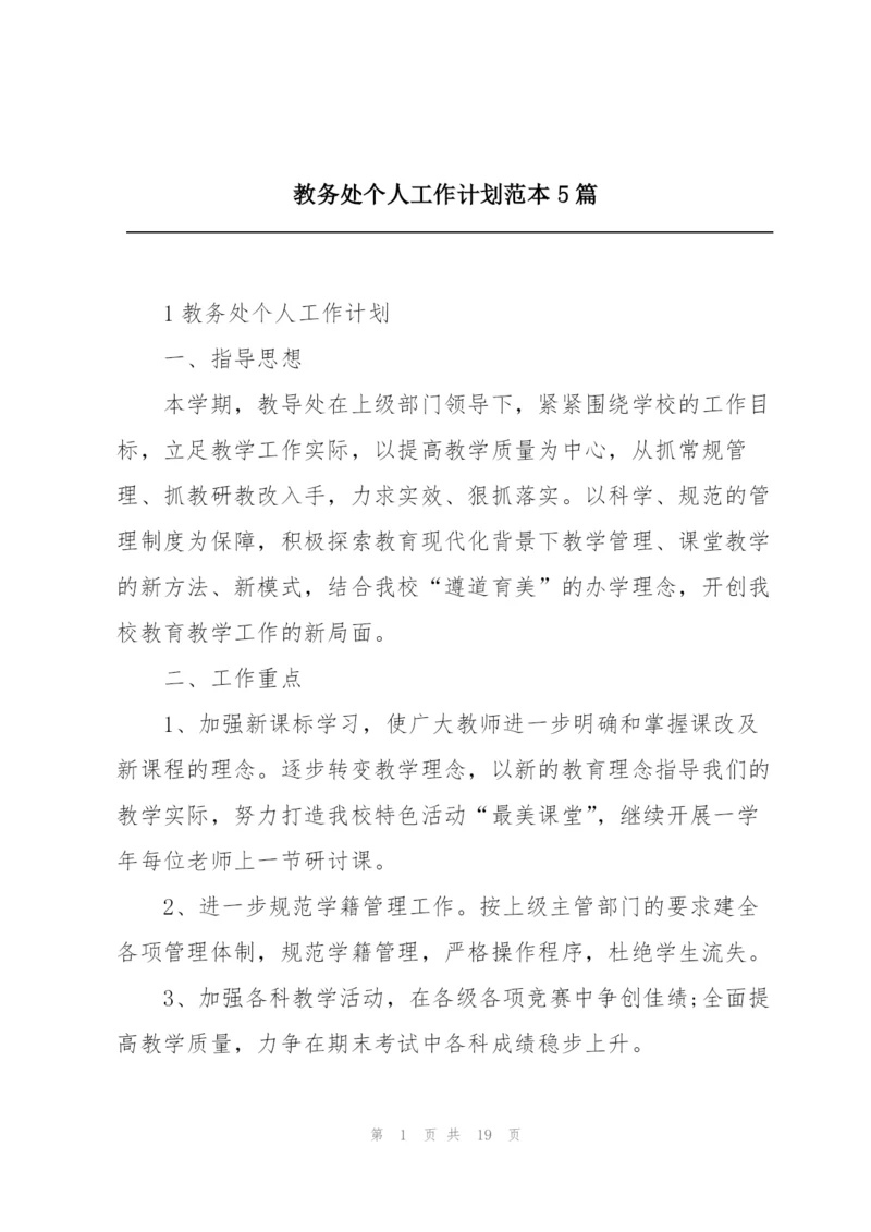 教务处个人工作计划范本5篇.docx