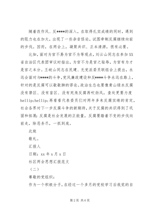 社区学习全国两会思想汇报.docx