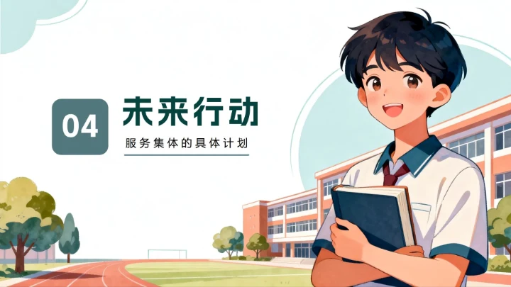 绿色清新手绘卡通风校园学生会面试自我介绍PPT模板