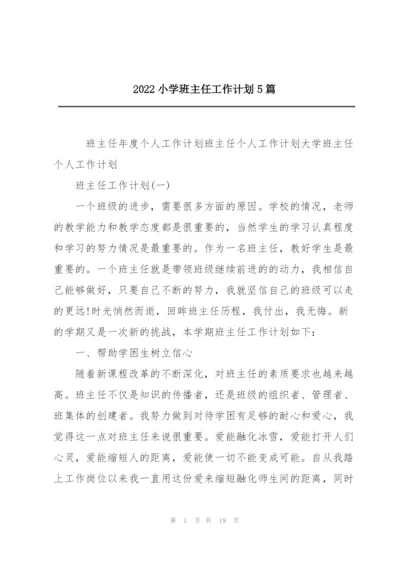 2022小学班主任工作计划5篇.docx