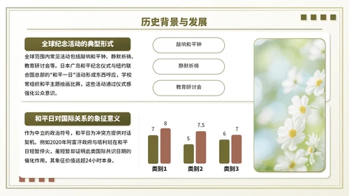 褐色小清新世界和平日主题班会PPT模板