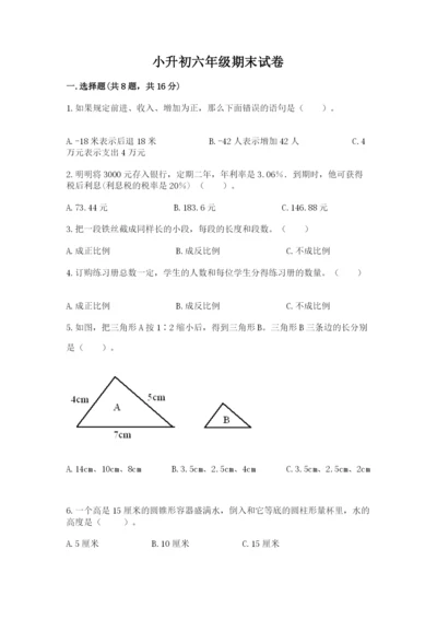 小升初六年级期末试卷及答案【有一套】.docx