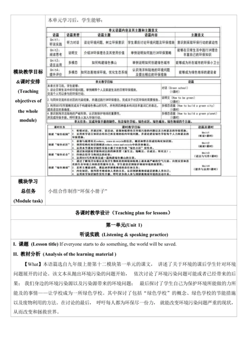 Module 12 Save Our World 单元整体教学设计（外研版九年级上册）