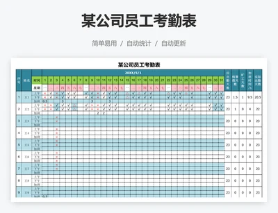 某公司员工考勤表