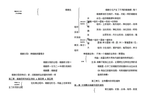 七年级生物上知识框架