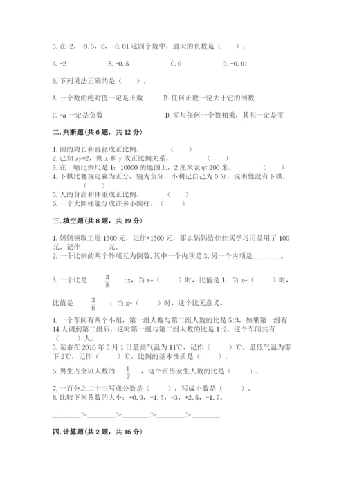 田阳县六年级下册数学期末测试卷必考题.docx