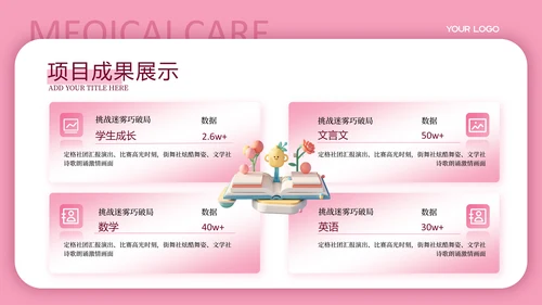 粉色3D卡通教育汇报PPT模板