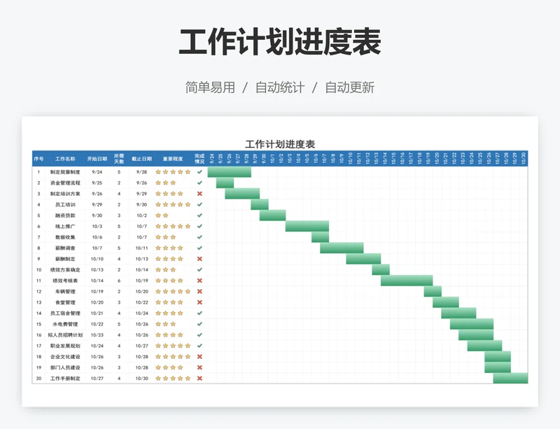工作计划进度表