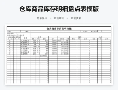仓库商品库存明细盘点表模版