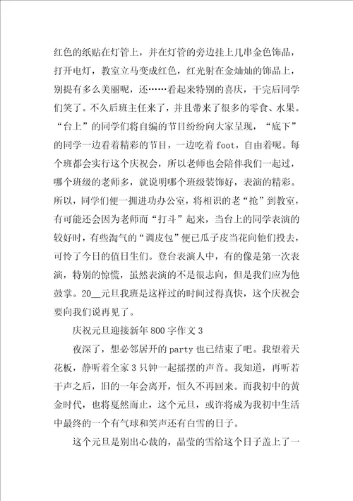 欢庆元旦迎接新年800字作文