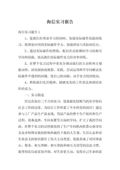 海信实习报告