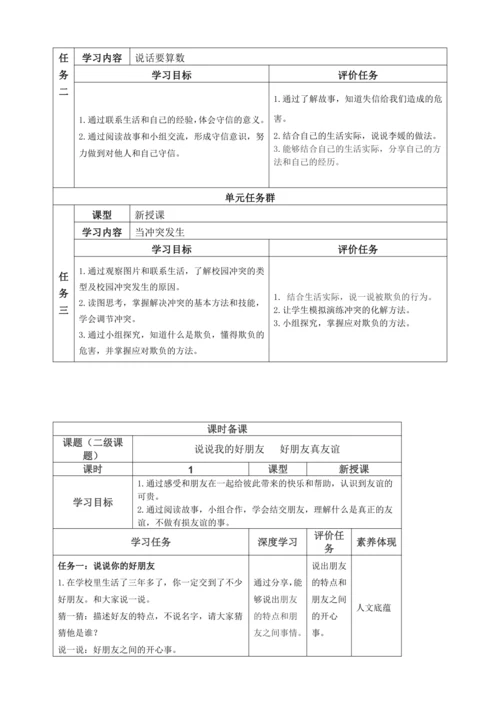 统编版四年级下册道德与法治全书单元课时备课教案