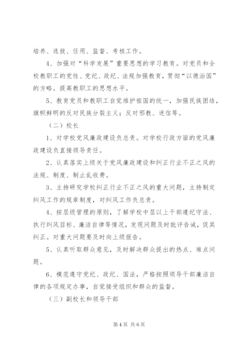 龙街小学党风廉政建设实施方案.docx