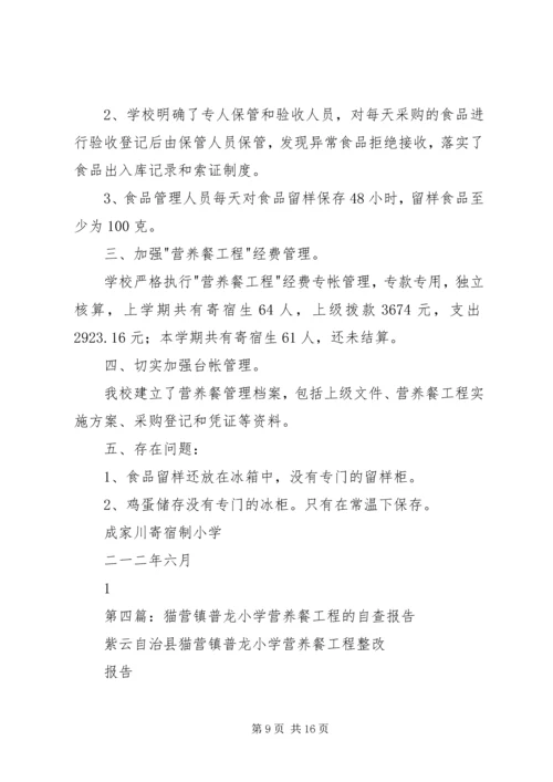 第一篇：关于“营养餐”工程的自查报告.docx