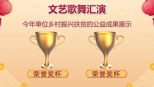 黄色中国风财神新春茶话会带内容PPT模板