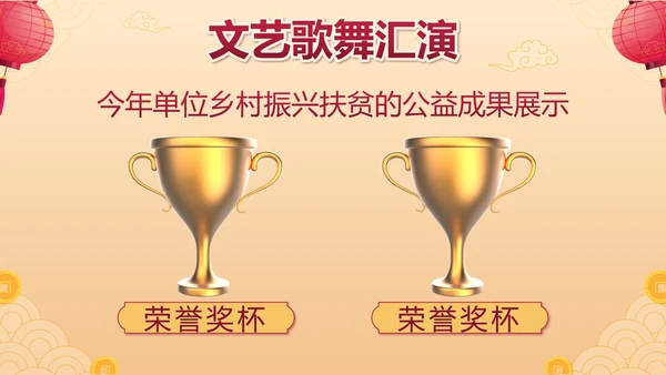 黄色中国风财神新春茶话会带内容PPT模板