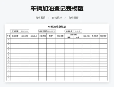 车辆加油登记表模版