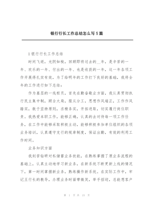 银行行长工作总结怎么写5篇.docx