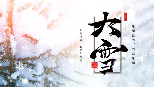 白色简约实拍雪景中国传统节气大雪节气介绍PPT