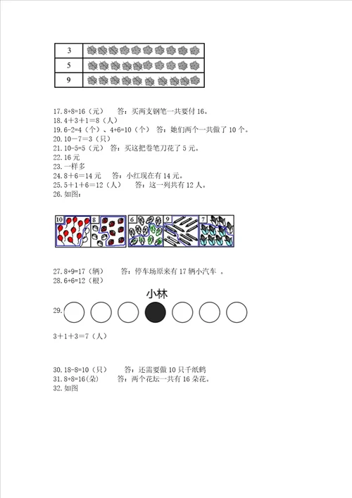 小学一年级上册数学应用题50道精品易错题