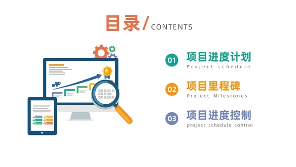 简约风项目进度管理数据分析项目计划控制报告PPT项目管理