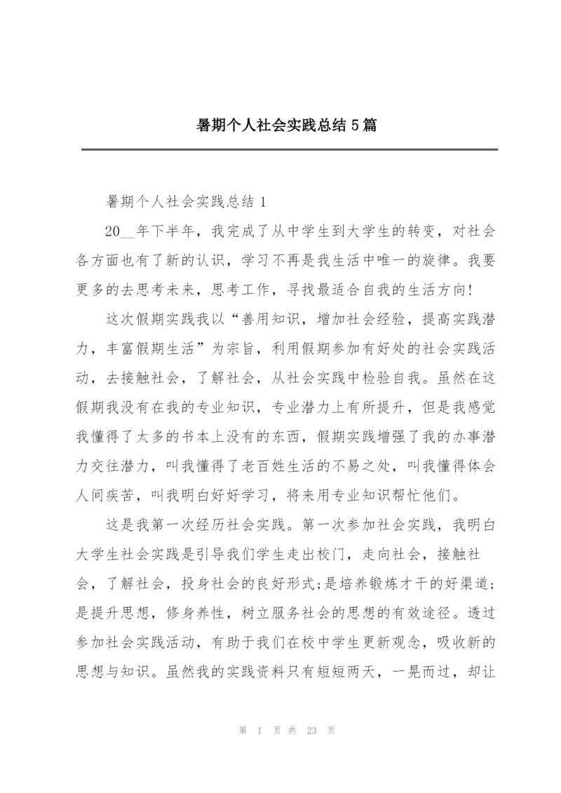 暑期个人社会实践总结5篇.docx