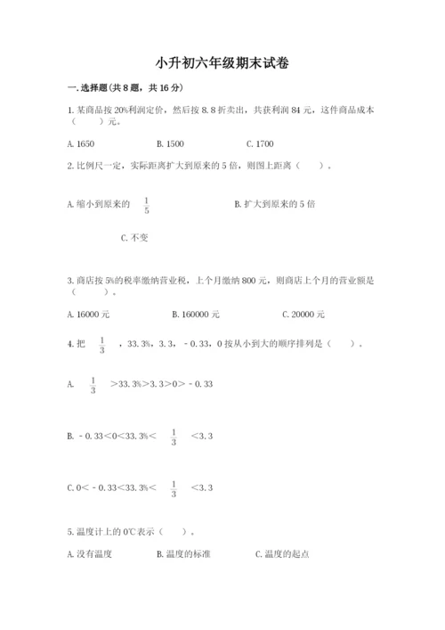 小升初六年级期末试卷精品（名师推荐）.docx