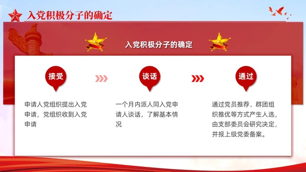 渐变红色党员发展入党培训发展党员工作流程党建党课ppt