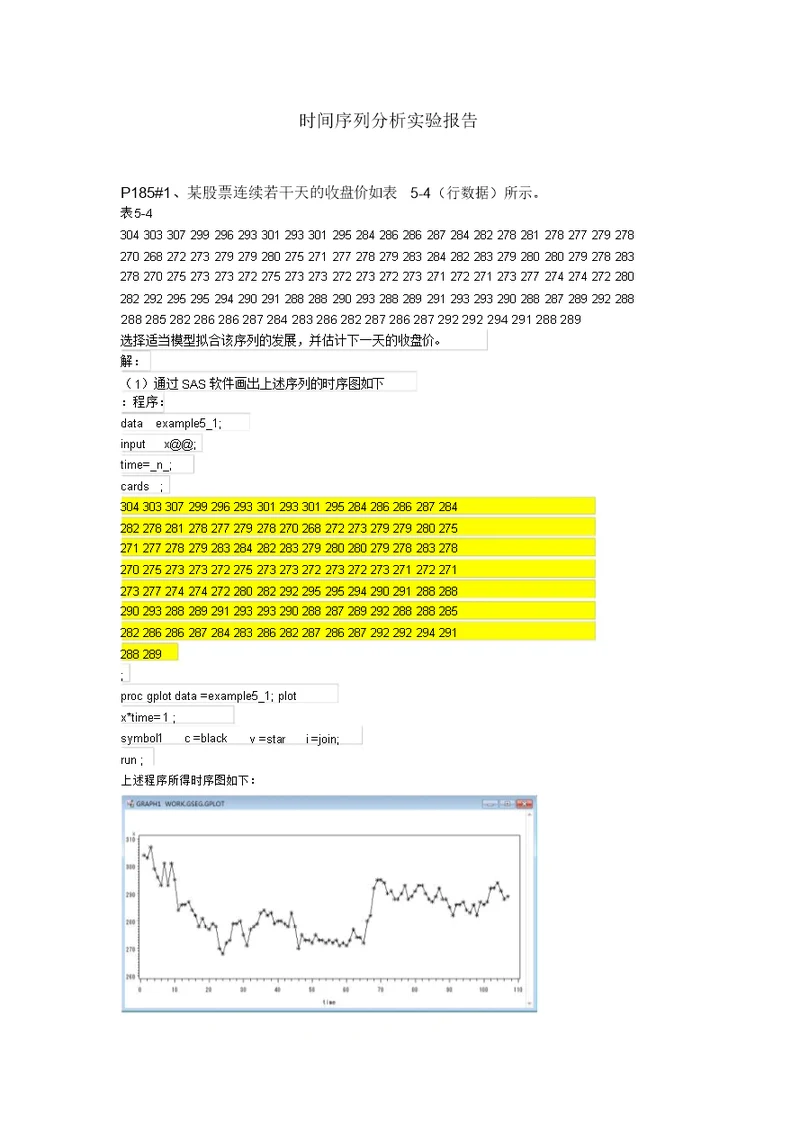 时间序列分析实验报告