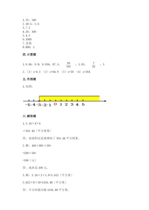 沪教版小学六年级下册数学期末综合素养测试卷带答案（典型题）.docx