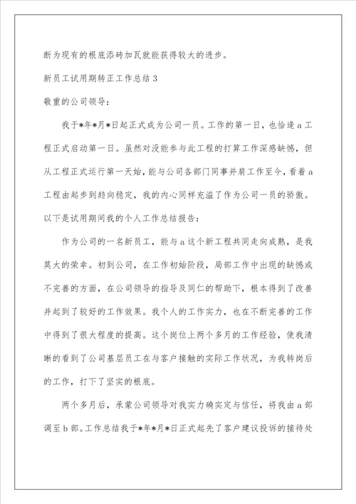 新员工试用期转正工作总结10