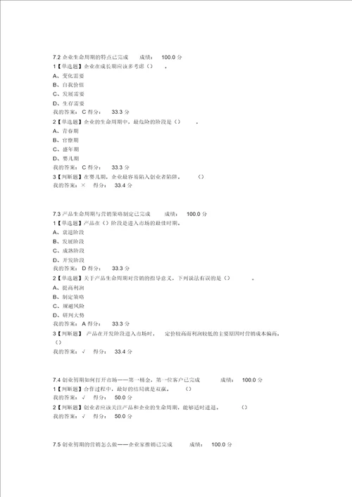 2018年超星尔雅大学生创业基础李肖鸣课后答案满分