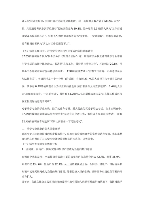 法学专业就业前景调查报告
