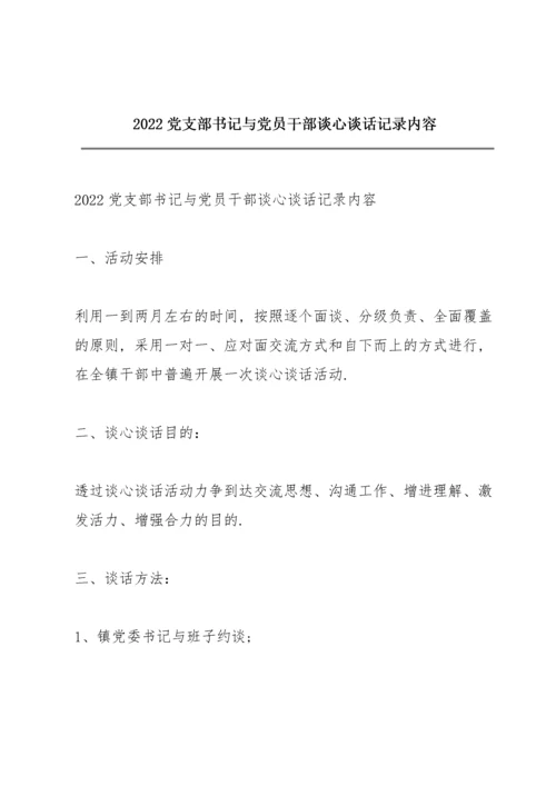 2022党支部书记与党员干部谈心谈话记录内容.docx
