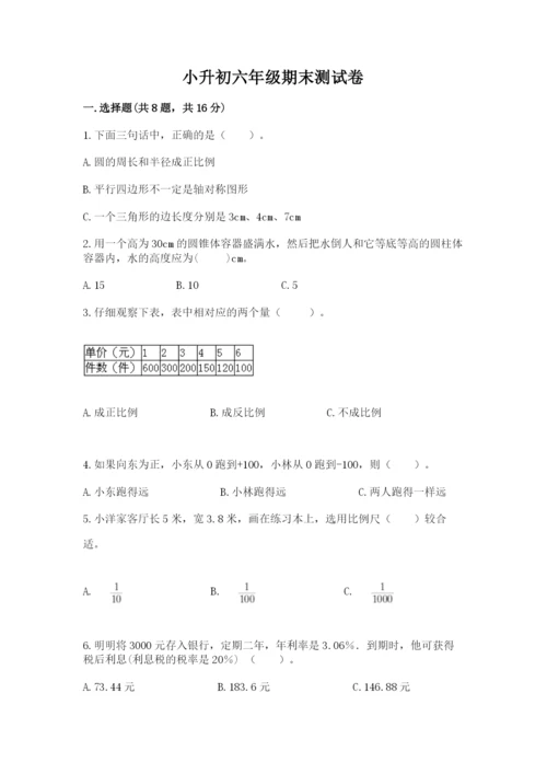 小升初六年级期末测试卷有解析答案.docx