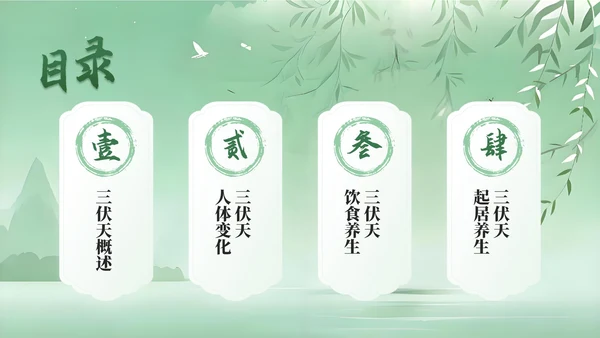 绿色中国风三伏天养生指南PPT模板