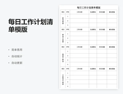 每日工作计划清单模版