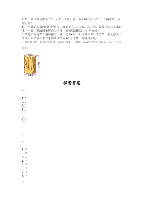 人教版数学小升初模拟试卷附完整答案（名师系列）.docx