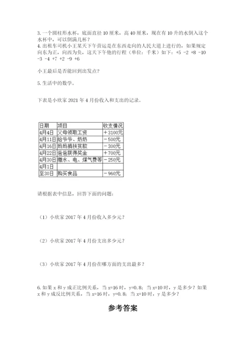 人教版六年级下册数学期末测试卷及答案【考点梳理】.docx