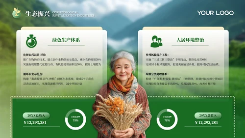 黄绿色风乡村振兴PPT模板
