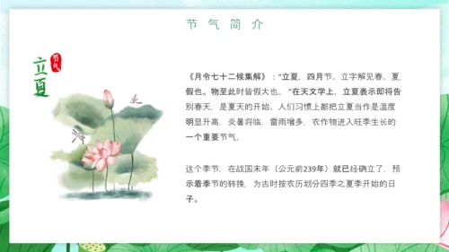 立夏习俗文化荷花池避暑PPT模板