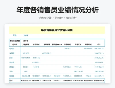 年度各销售员业绩情况分析