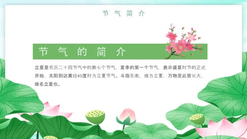 立夏习俗文化荷花池避暑PPT模板