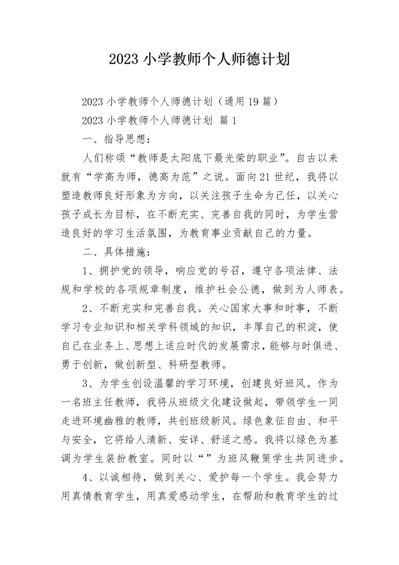 2023小学教师个人师德计划.docx