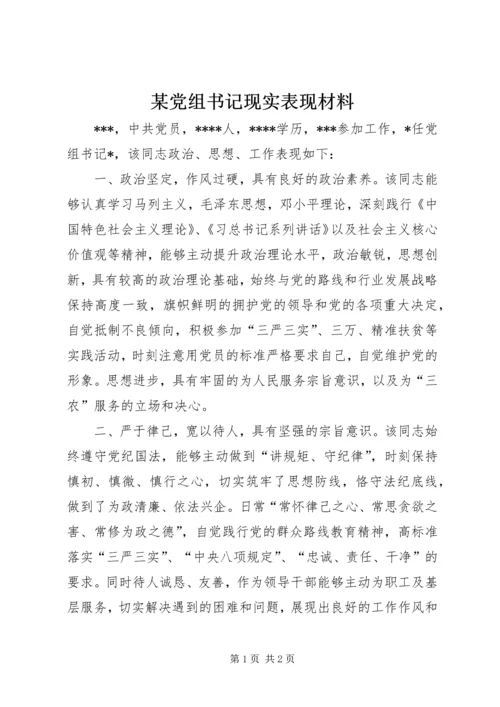 某党组书记现实表现材料.docx